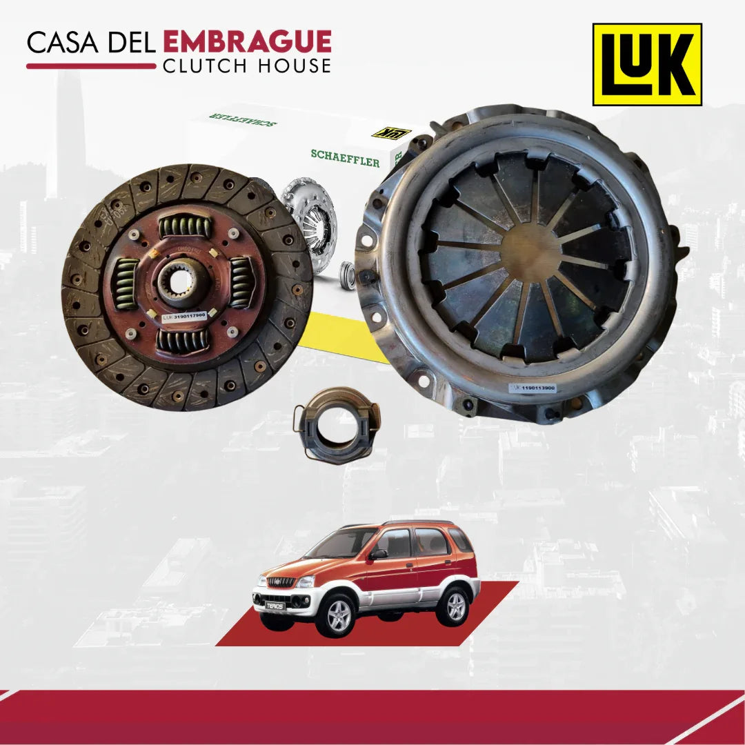 Kit de embrague LUK para auto 4x4, destacado por Casa del Embrague, fondo urbano