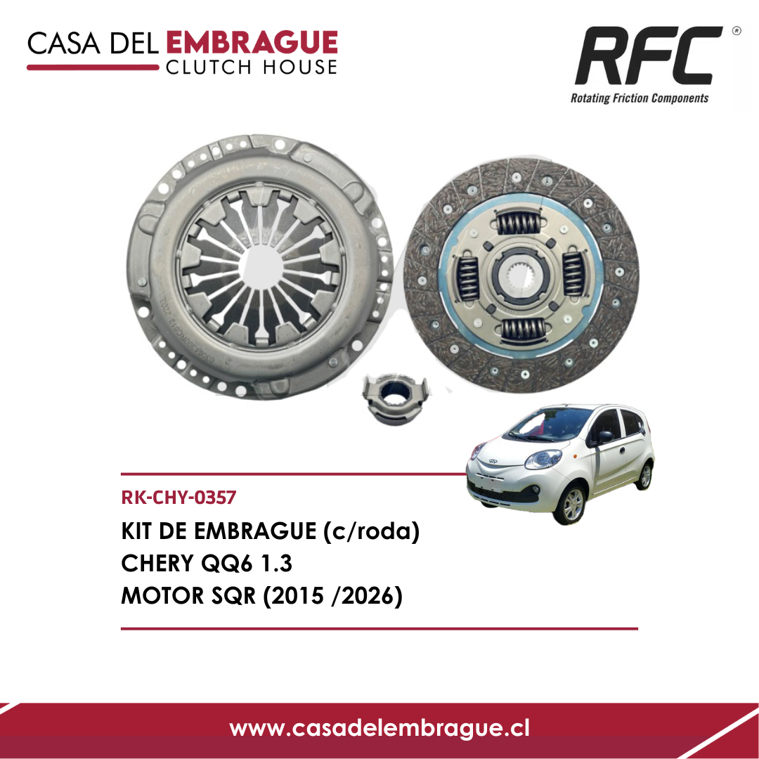 Kit de Embrague Chery QQ6 1.3 (con Rodamiento) – Motor SQR, Años 2015 a 2026