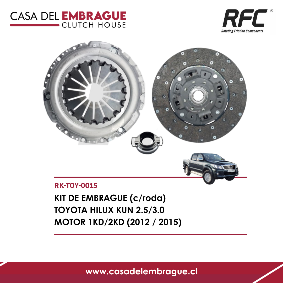 Kit de embrague Toyota Hilux KUN 2.5 y 3.0 diésel