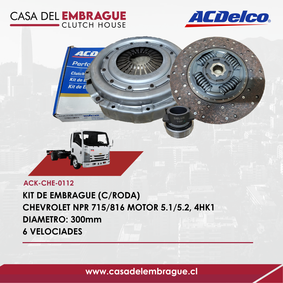 Kit embrague Chevrolet NPR 715/816 motor 5.1/5.2 4HK1 (C/Roda) 6vel (330mm)
