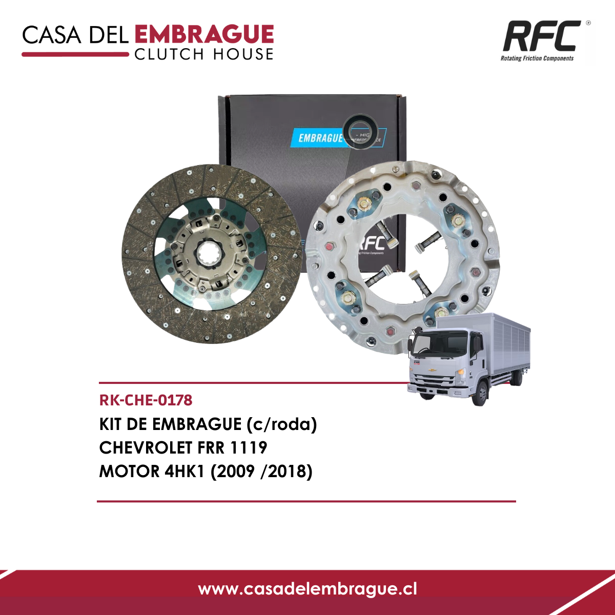 Kit de Embrague Chevrolet FRR 1119 (con Rodamiento), Años 2009 a 2018