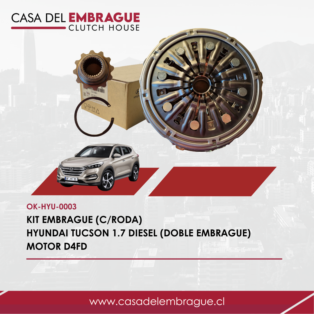 Kit de Embrague Hyundai Tucson 1.7 Diesel (D4FD) Doble Embrague con Rodamiento