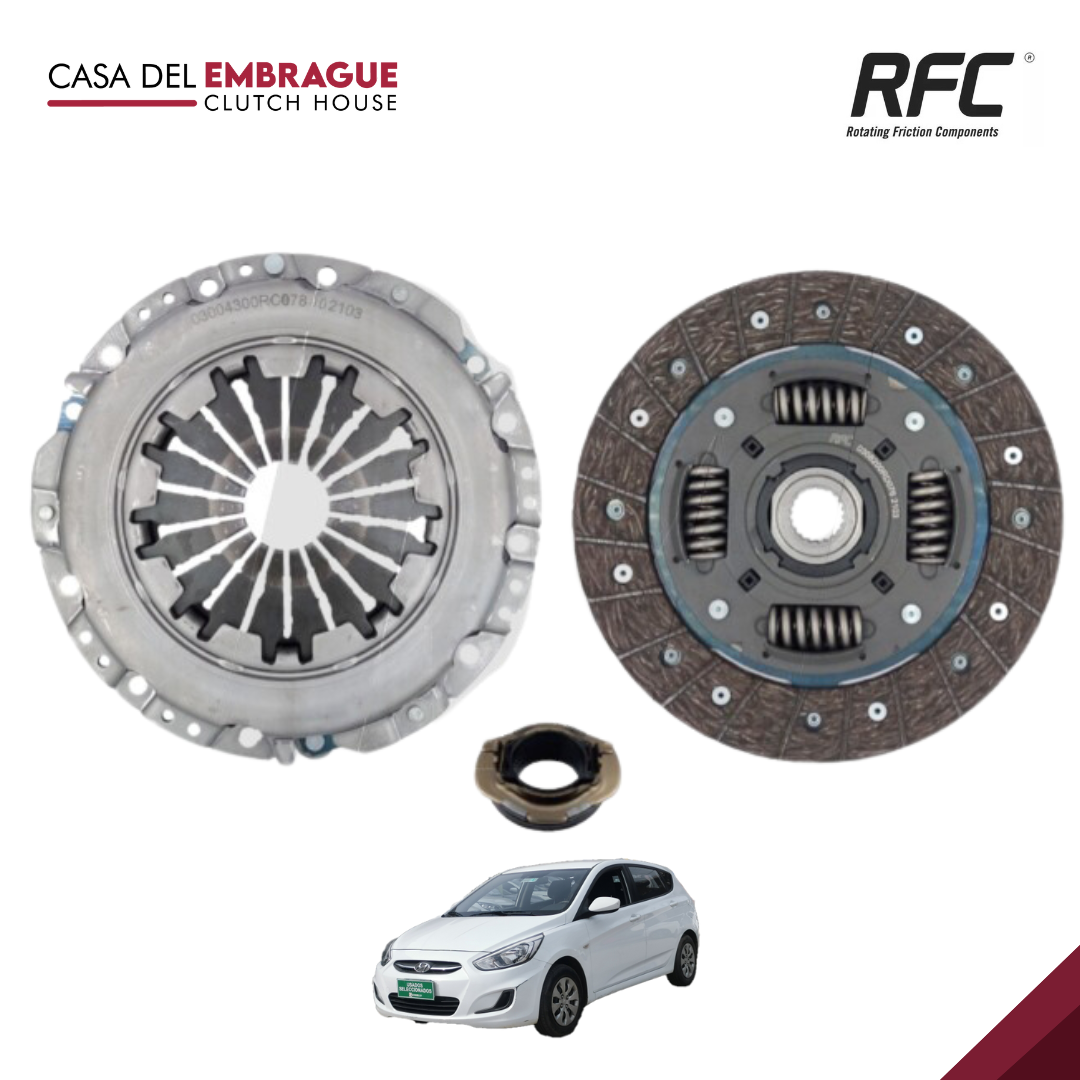 Kit de Embrague Hyundai Accent RB 1.4 (con Rodamiento), Caja 6 Velocidades, Años 2013 a 2018