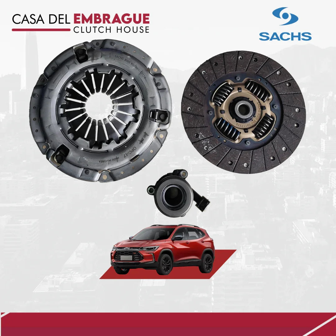 Kit de embrague Sachs y auto SUV rojo, Casa del Embrague, repuestos automotrices