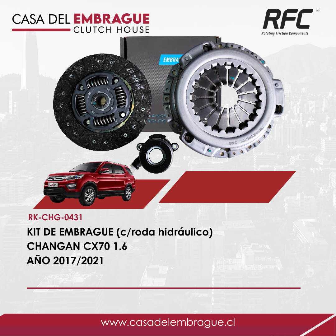 Kit de Embrague Changan CX70 1.6 (con Rodamiento Hidráulico) – Años 2017 a 2021