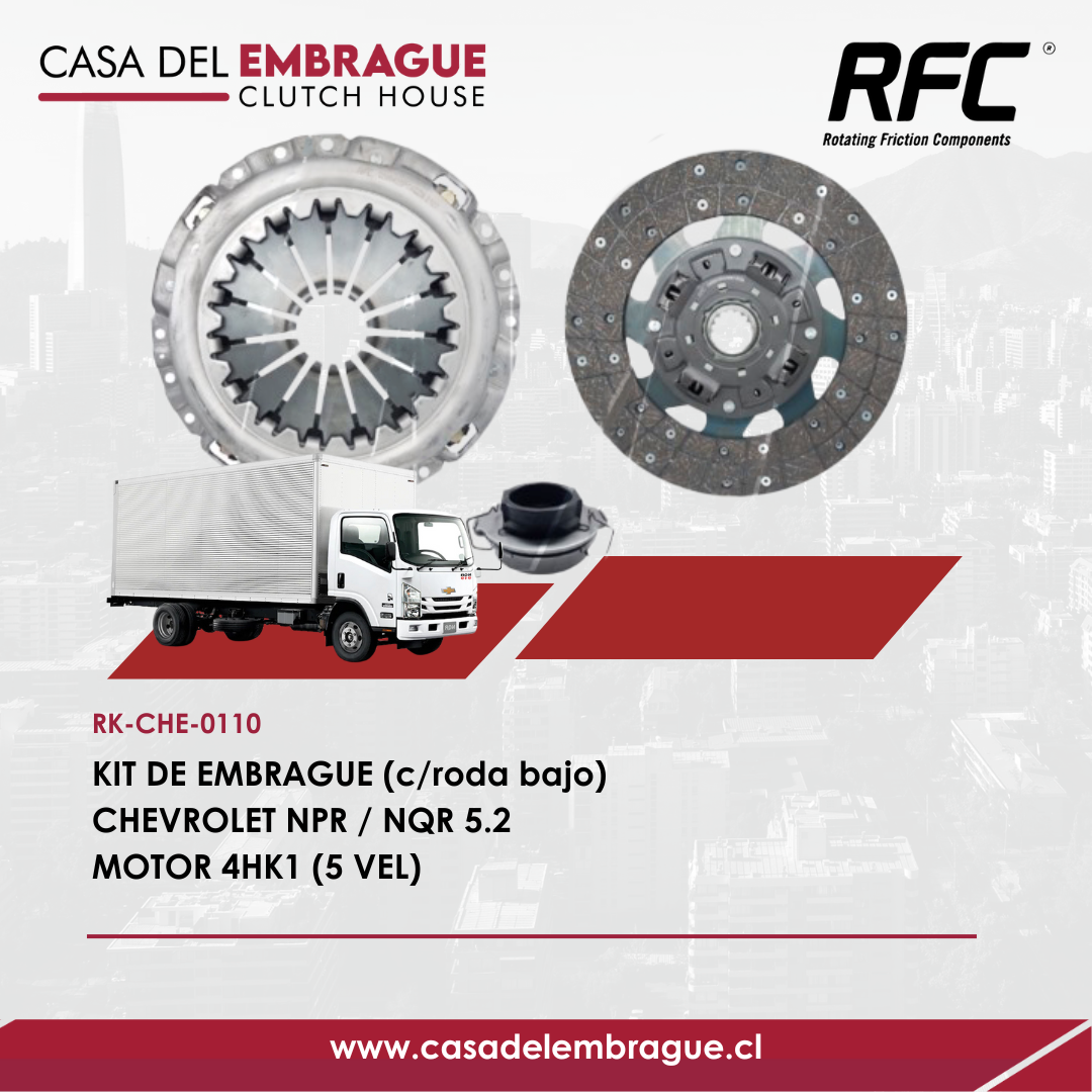 Kit de Embrague Chevrolet NPR 715 / 815 / 816 (con Rodamiento Alto), 5.1 / 5.2, Caja 6 Velocidades