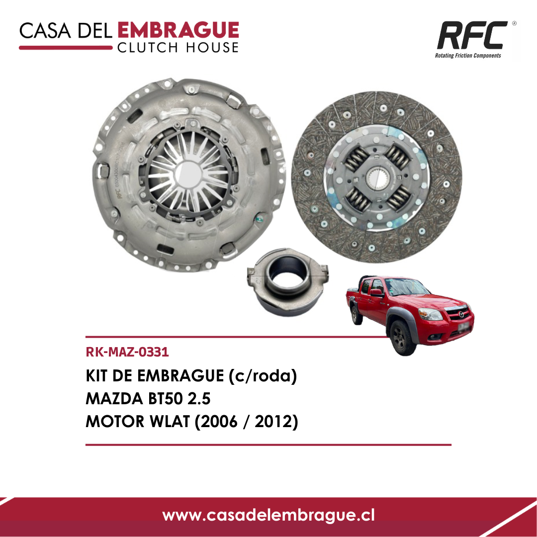 Kit de Embrague Mazda BT-50 2.5 (con Rodamiento), Años 2006 a 2012
