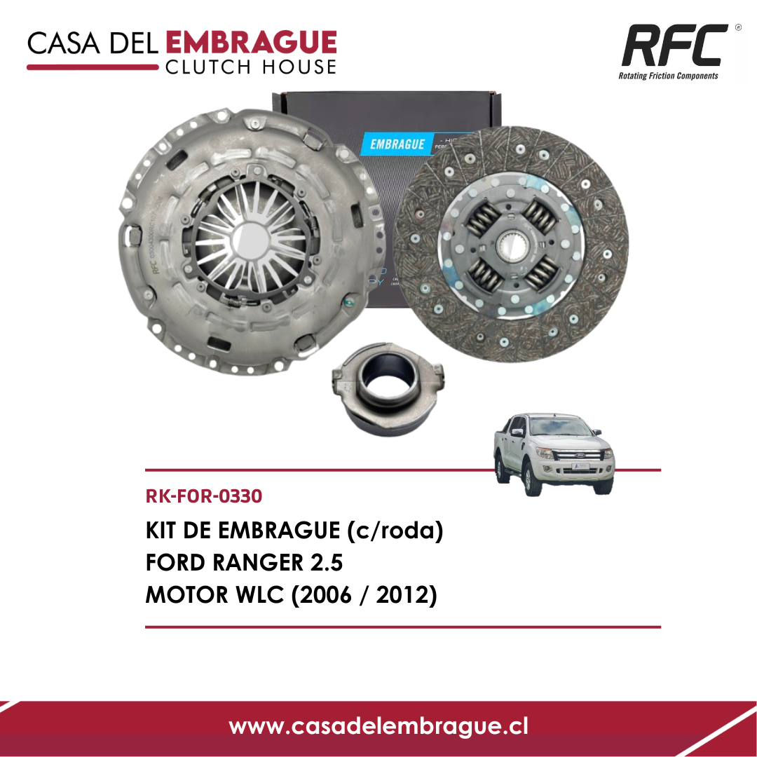 Kit de Embrague Ford Ranger 2.5 (con Rodamiento) – Motor WLC, Años 2006 a 2012