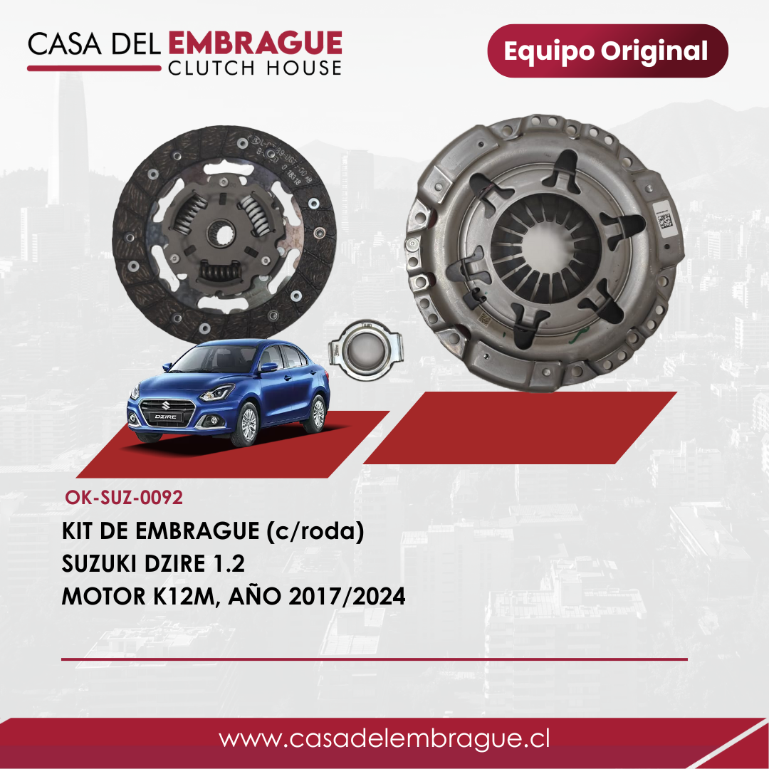 Kit de Embrague Suzuki Dzire 1.2 (con Rodamiento), Años 2017 a 2024